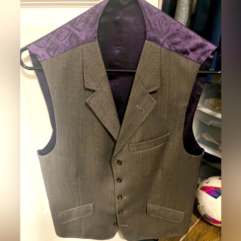 Ted Baker Gray Vest with Purple Accents